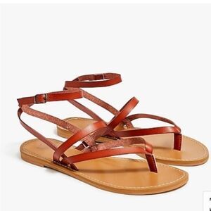 J. Crew Leather Strappy Ankle Wrap Sandals